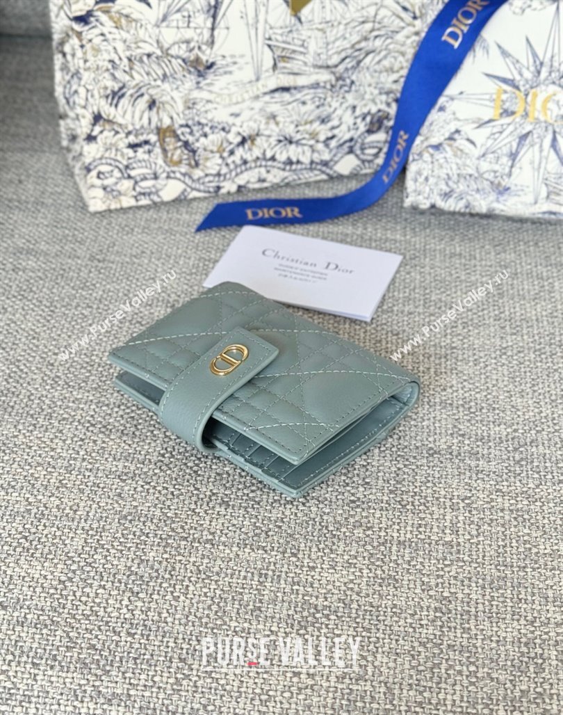 Dior Dior Caro Dandelion Card Holder Wallet in Supple Cannage Calfskin Light Blue 2024 S5157 (XXG-240715083)