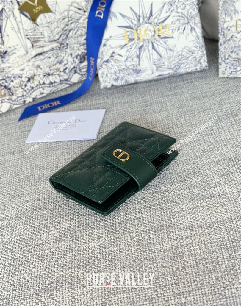 Dior Dior Caro Dandelion Card Holder Wallet in Supple Cannage Calfskin Green 2024 S5157 (XXG-240715085)