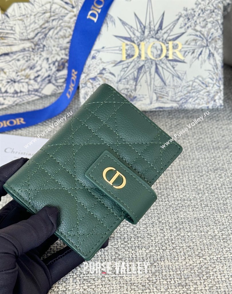 Dior Dior Caro Dandelion Card Holder Wallet in Supple Cannage Calfskin Green 2024 S5157 (XXG-240715085)