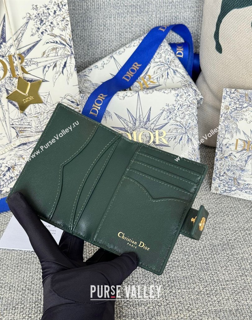 Dior Dior Caro Dandelion Card Holder Wallet in Supple Cannage Calfskin Green 2024 S5157 (XXG-240715085)