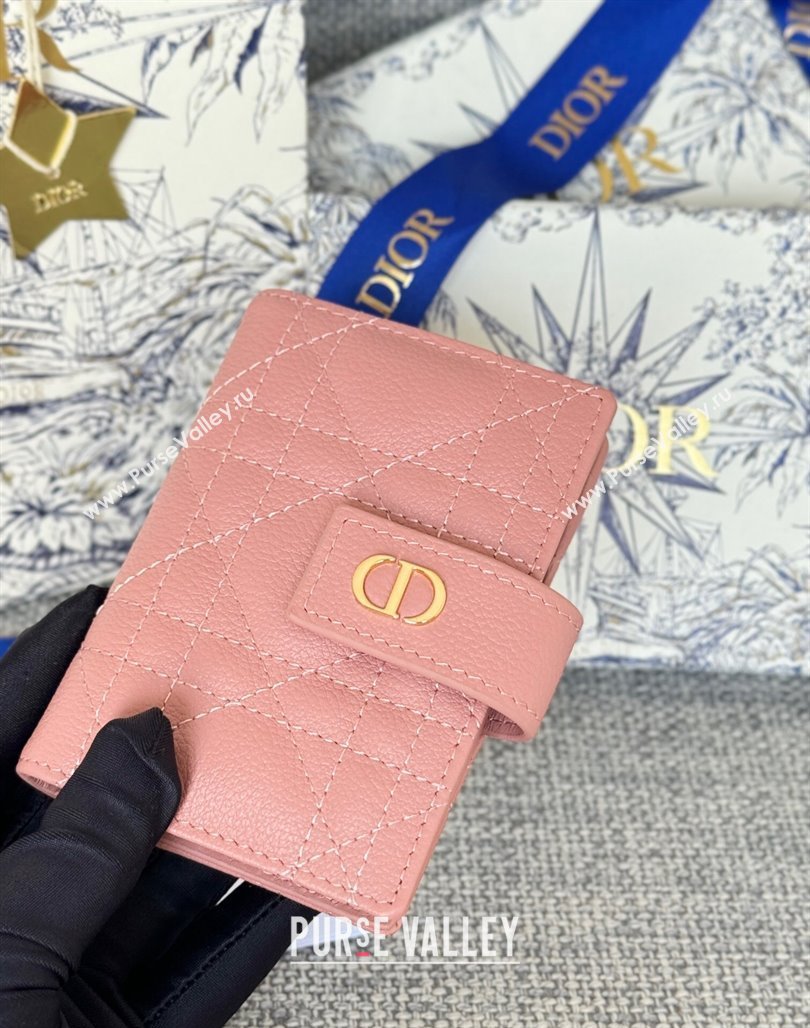 Dior Dior Caro Dandelion Card Holder Wallet in Supple Cannage Calfskin Light Pink 2024 S5157 (XXG-240715086)