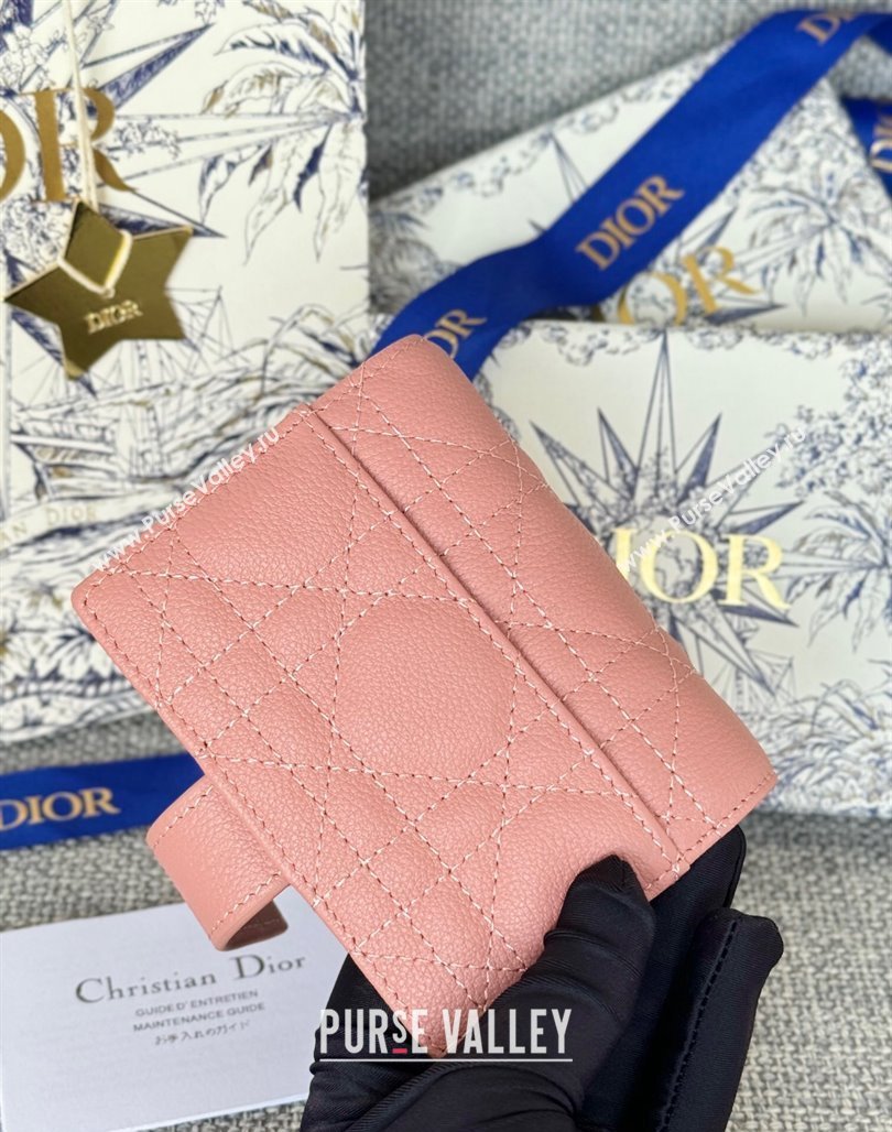 Dior Dior Caro Dandelion Card Holder Wallet in Supple Cannage Calfskin Light Pink 2024 S5157 (XXG-240715086)