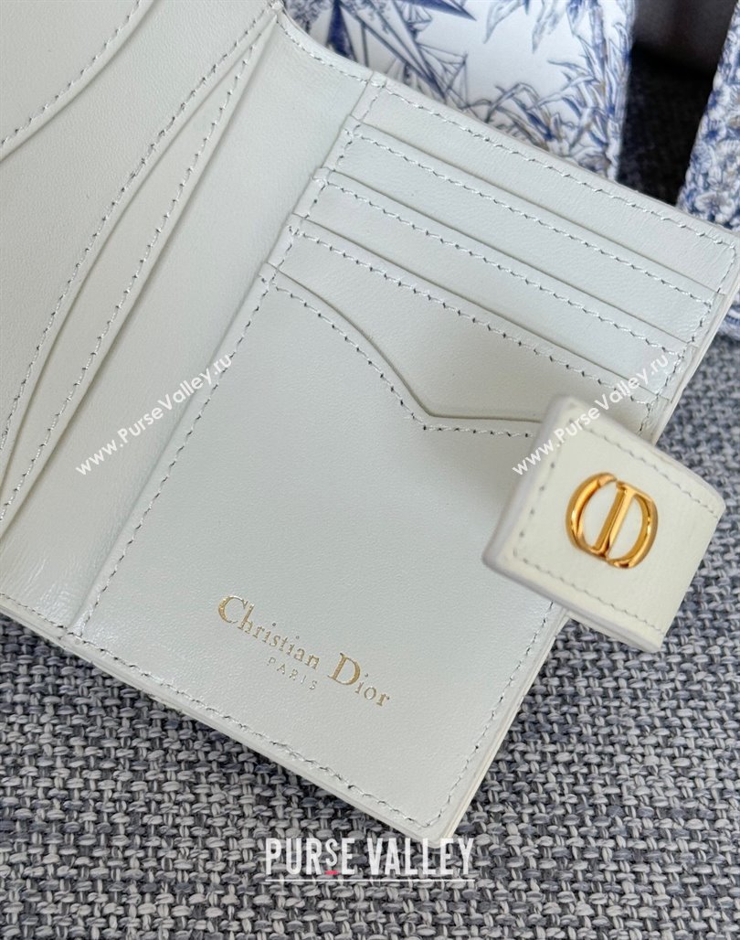 Dior Dior Caro Dandelion Card Holder Wallet in Supple Cannage Calfskin White 2024 S5157 (XXG-240715087)