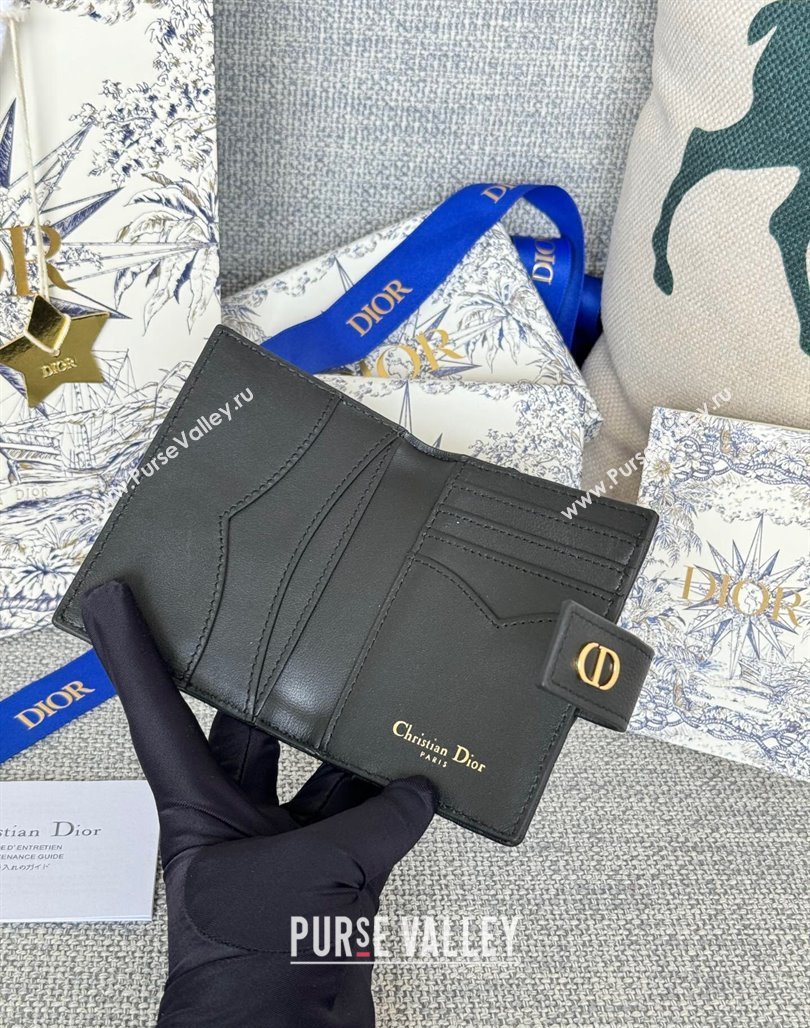 Dior Dior Caro Dandelion Card Holder Wallet in Supple Cannage Calfskin Black 2024 S5157 (XXG-240715090)