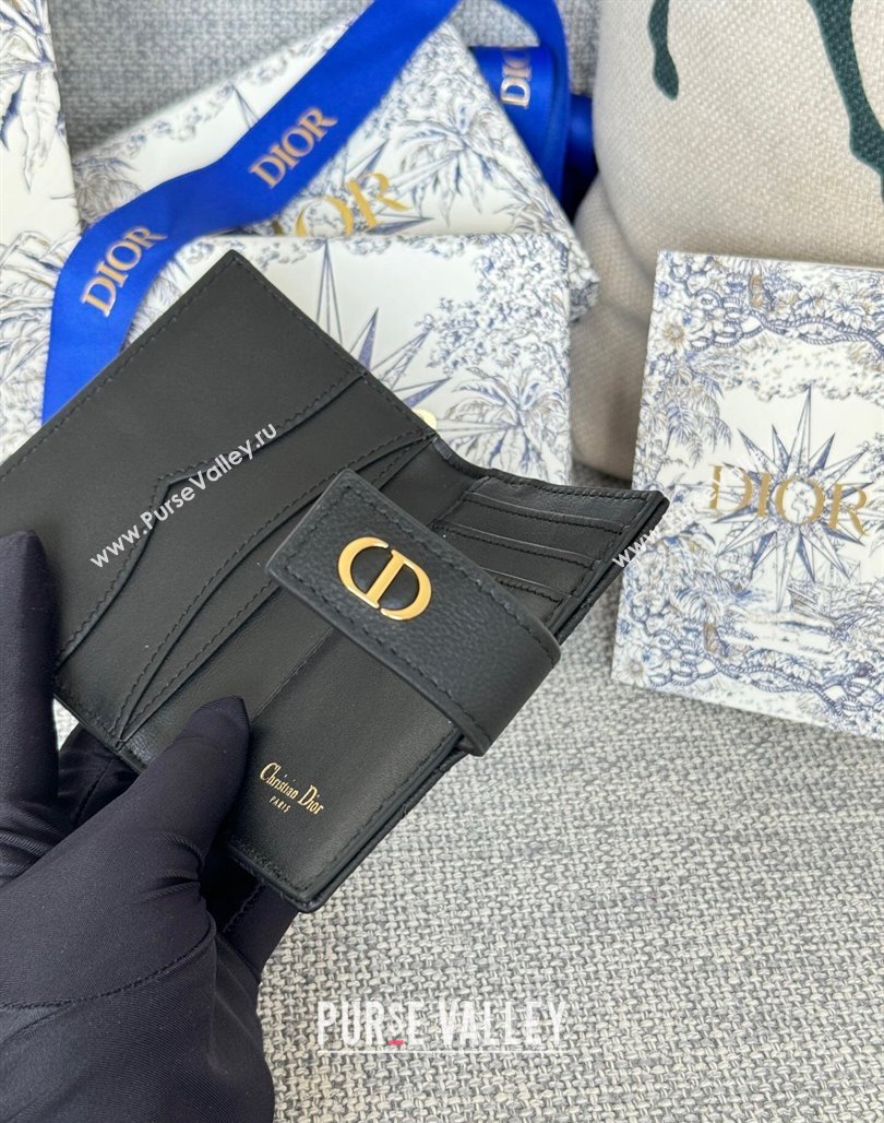 Dior Dior Caro Dandelion Card Holder Wallet in Supple Cannage Calfskin Black 2024 S5157 (XXG-240715090)