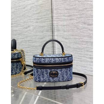 Dior 30 Montaigne Mini Vanity Case in Blue DenimOblique Jacquard 2024 (XXG-240715091)