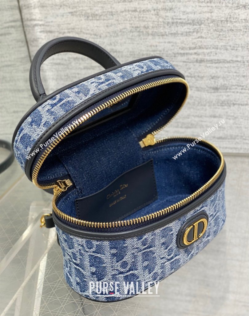 Dior 30 Montaigne Mini Vanity Case in Blue DenimOblique Jacquard 2024 (XXG-240715091)