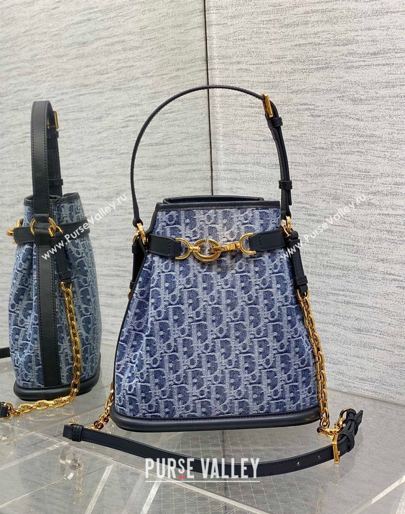 Dior Medium Cest Dior Bag in Blue DenimOblique Jacquard 2024 (XXG-240715092)