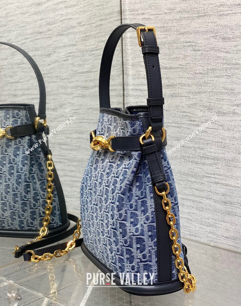 Dior Medium Cest Dior Bag in Blue DenimOblique Jacquard 2024 (XXG-240715092)