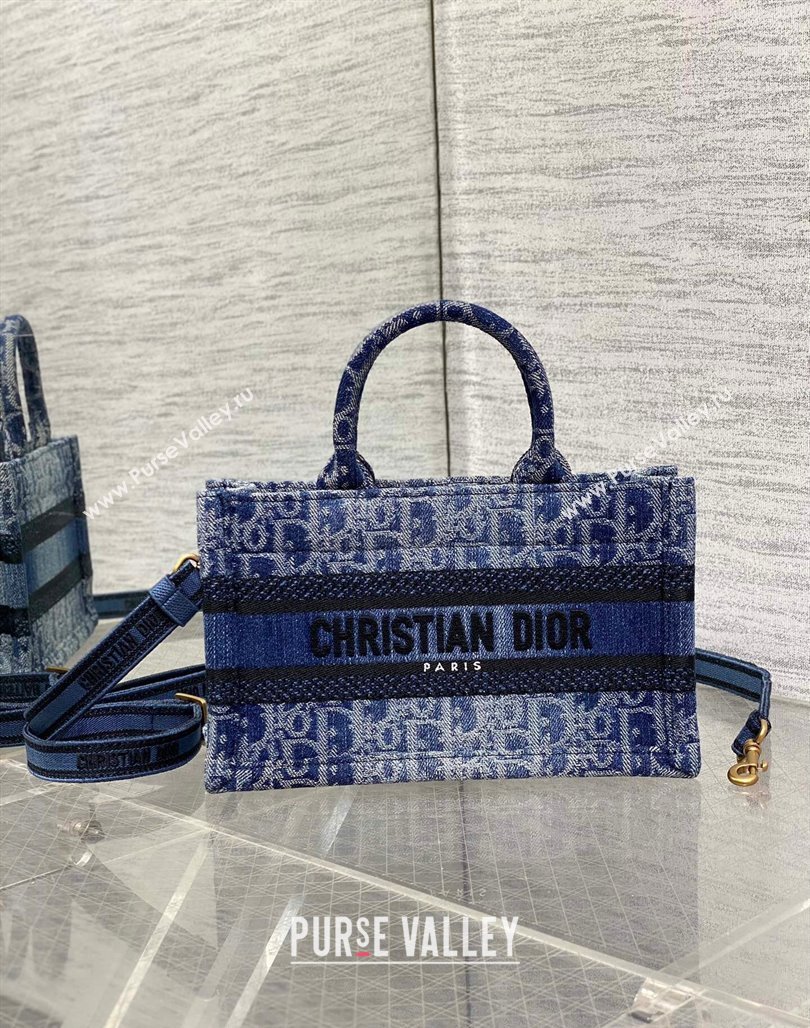 Dior Mini Dior Book Tote Bag in Blue DenimOblique Jacquard 2024 (XXG-240715093)