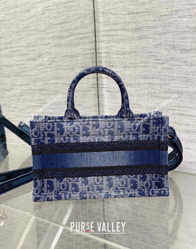 Dior Mini Dior Book Tote Bag in Blue DenimOblique Jacquard 2024 (XXG-240715093)