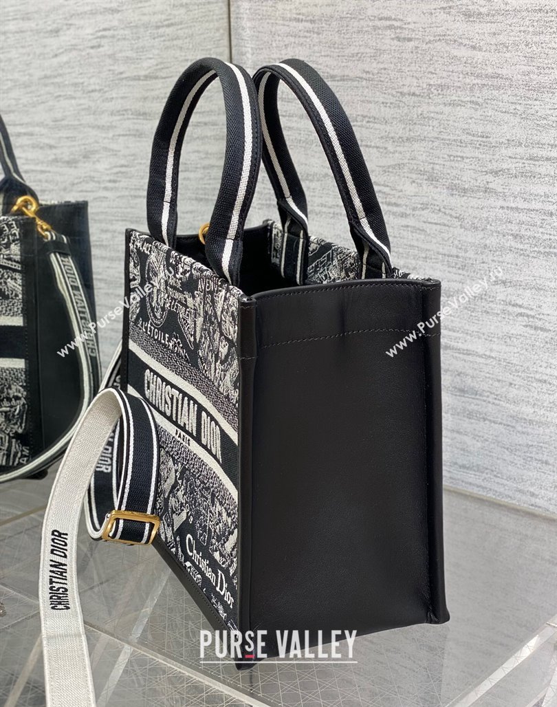 Dior Small Book Tote bag in Black and White Plan de Paris Embroidery 2024 0715 (XXG-240715099)