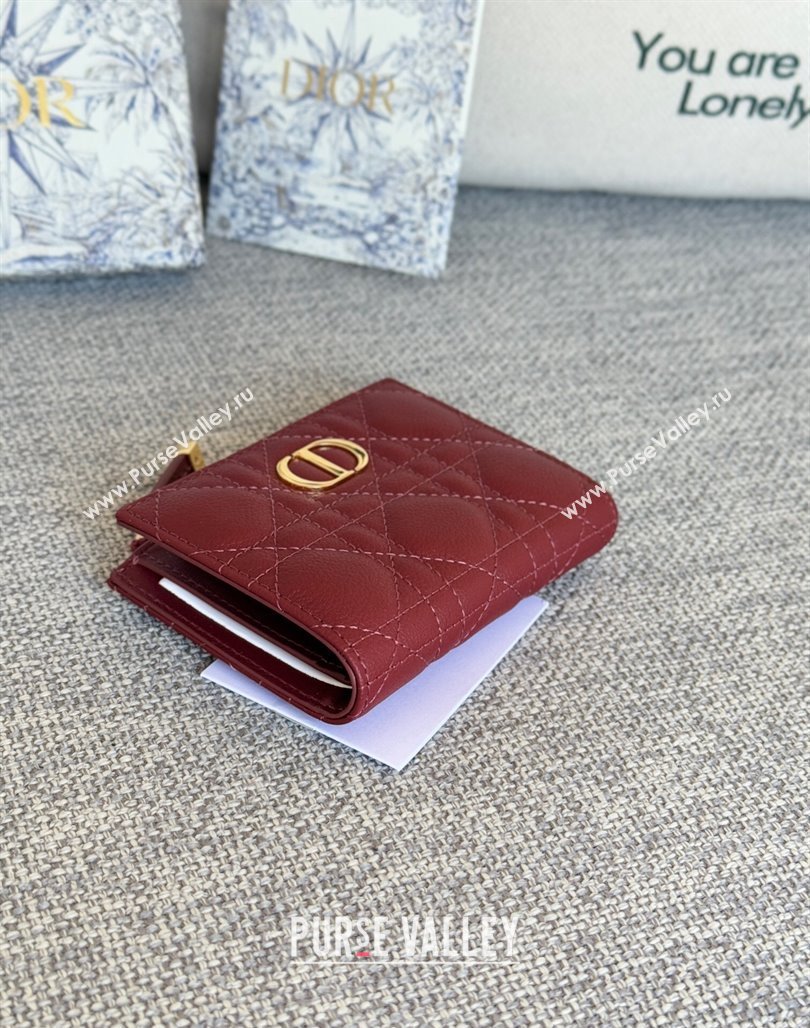 Dior Caro Dahlia Wallet in Supple Cannage Calfskin Burgundy 2024 S5173 (XXG-240715074)