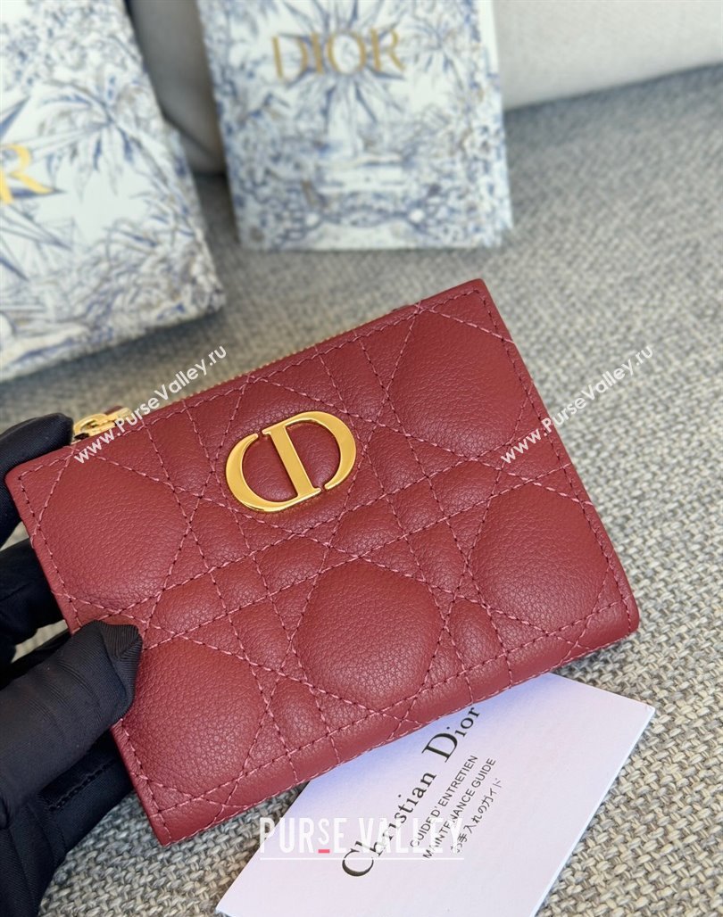 Dior Caro Dahlia Wallet in Supple Cannage Calfskin Burgundy 2024 S5173 (XXG-240715074)