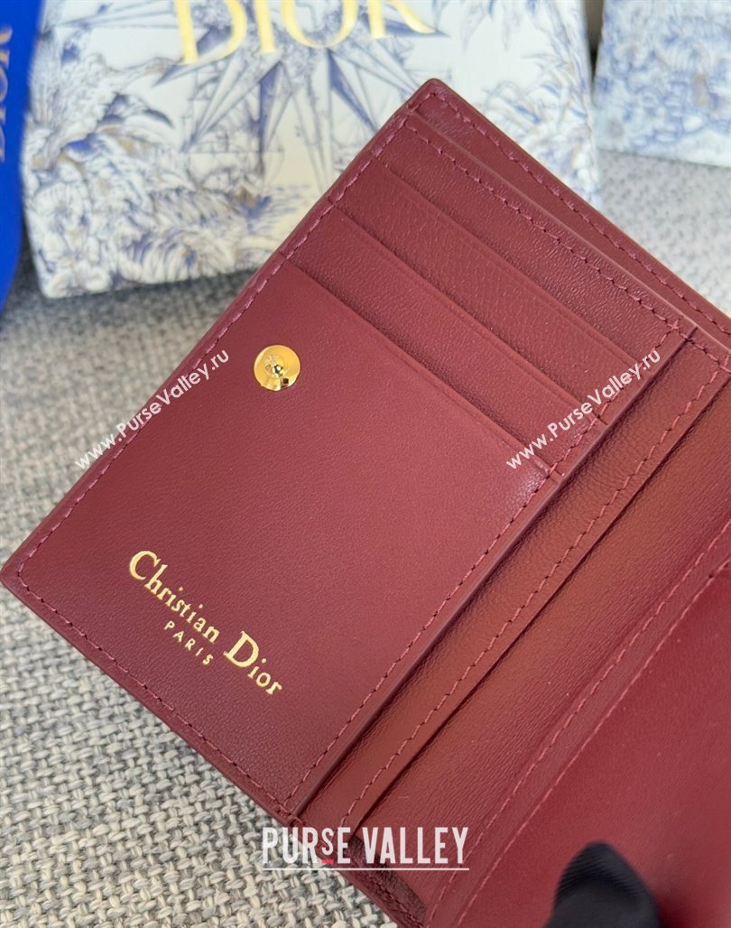 Dior Caro Dahlia Wallet in Supple Cannage Calfskin Burgundy 2024 S5173 (XXG-240715074)