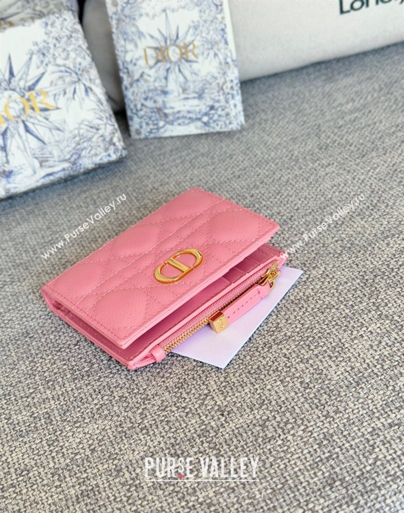 Dior Caro Dahlia Wallet in Supple Cannage Calfskin Pink2 2024 S5173 (XXG-240715075)