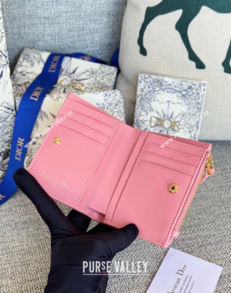 Dior Caro Dahlia Wallet in Supple Cannage Calfskin Pink2 2024 S5173 (XXG-240715075)