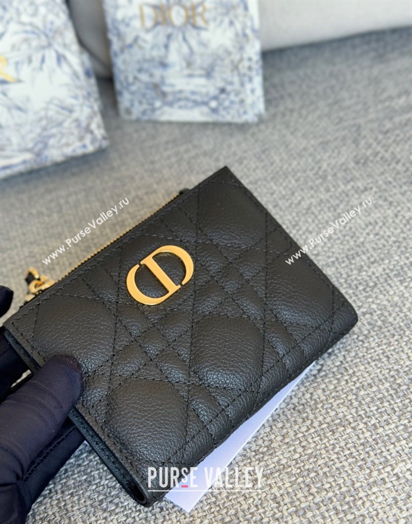 Dior Caro Dahlia Wallet in Supple Cannage Calfskin Black 2024 S5173 (XXG-240715076)