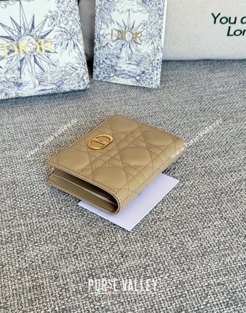 Dior Caro Dahlia Wallet in Supple Cannage Calfskin Beige 2024 S5173 (XXG-240715077)