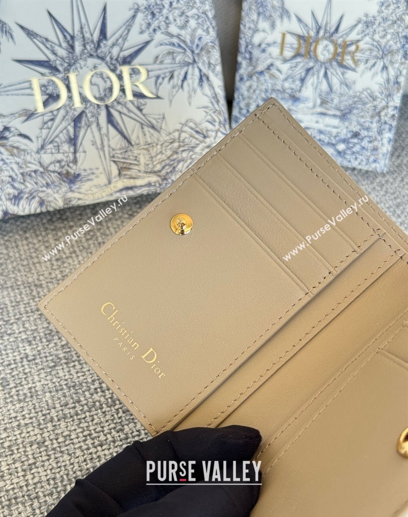 Dior Caro Dahlia Wallet in Supple Cannage Calfskin Beige 2024 S5173 (XXG-240715077)