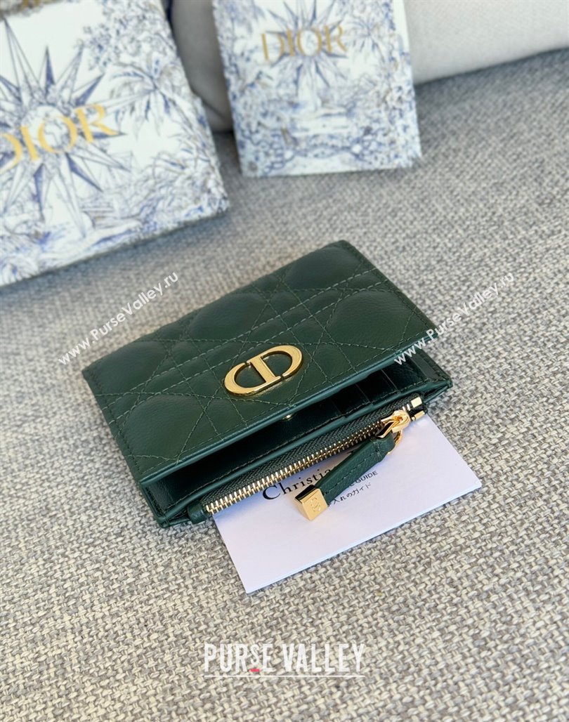 Dior Caro Dahlia Wallet in Supple Cannage Calfskin Green 2024 S5173 (XXG-240715071)