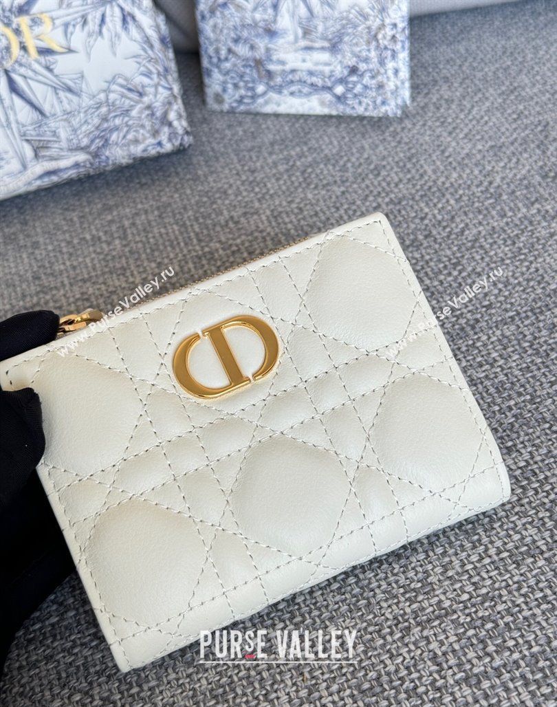 Dior Caro Dahlia Wallet in Supple Cannage Calfskin White 2024 S5173 (XXG-240715078)