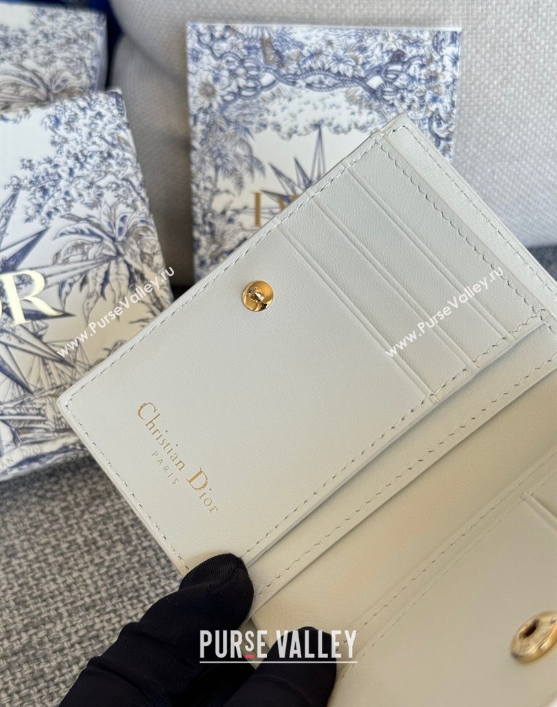 Dior Caro Dahlia Wallet in Supple Cannage Calfskin White 2024 S5173 (XXG-240715078)