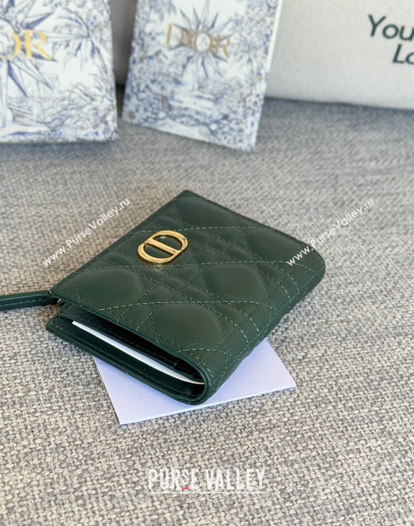 Dior Caro Dahlia Wallet in Supple Cannage Calfskin Green 2024 S5173 (XXG-240715071)