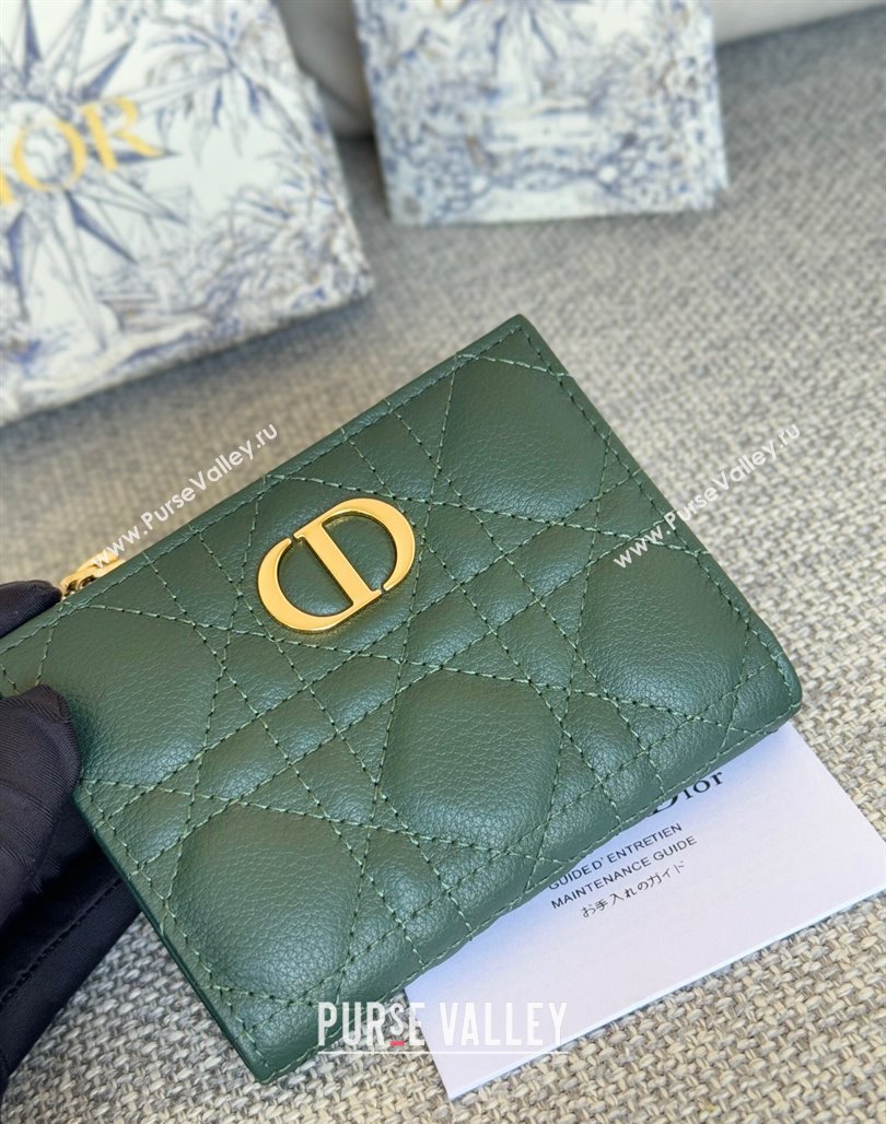 Dior Caro Dahlia Wallet in Supple Cannage Calfskin Green 2024 S5173 (XXG-240715071)