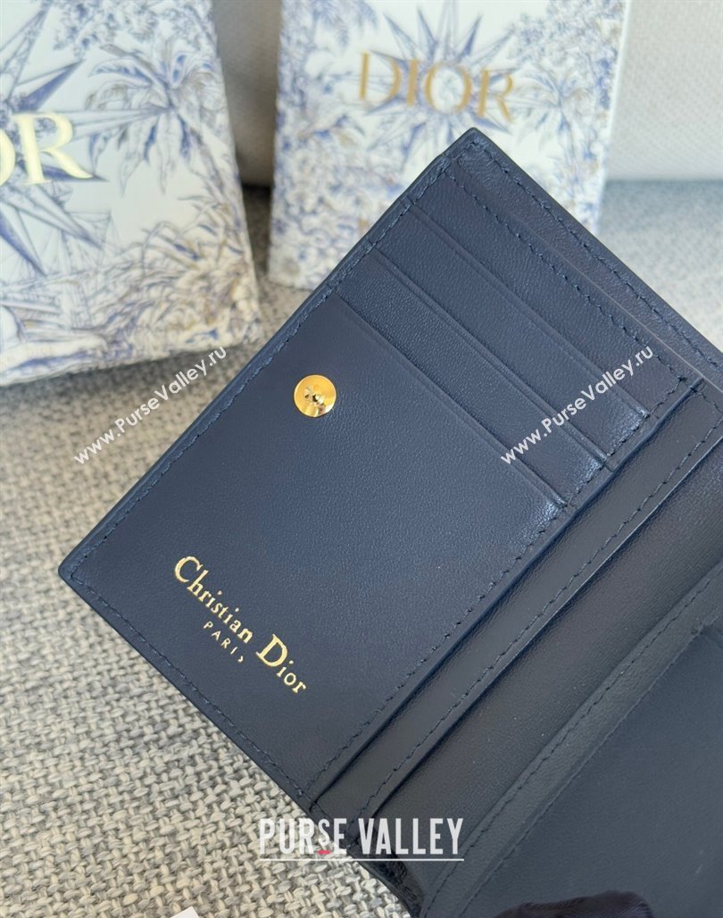 Dior Caro Dahlia Wallet in Supple Cannage Calfskin Dark Blue 2024 S5173 (XXG-240715080)