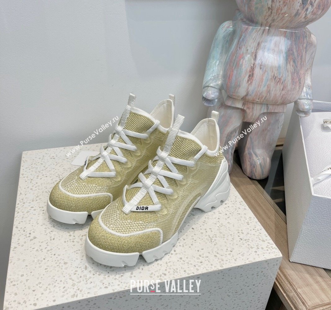 Dior D-Connect Sneakers with Strass Gold 2024 0723 (MD-2407230091)