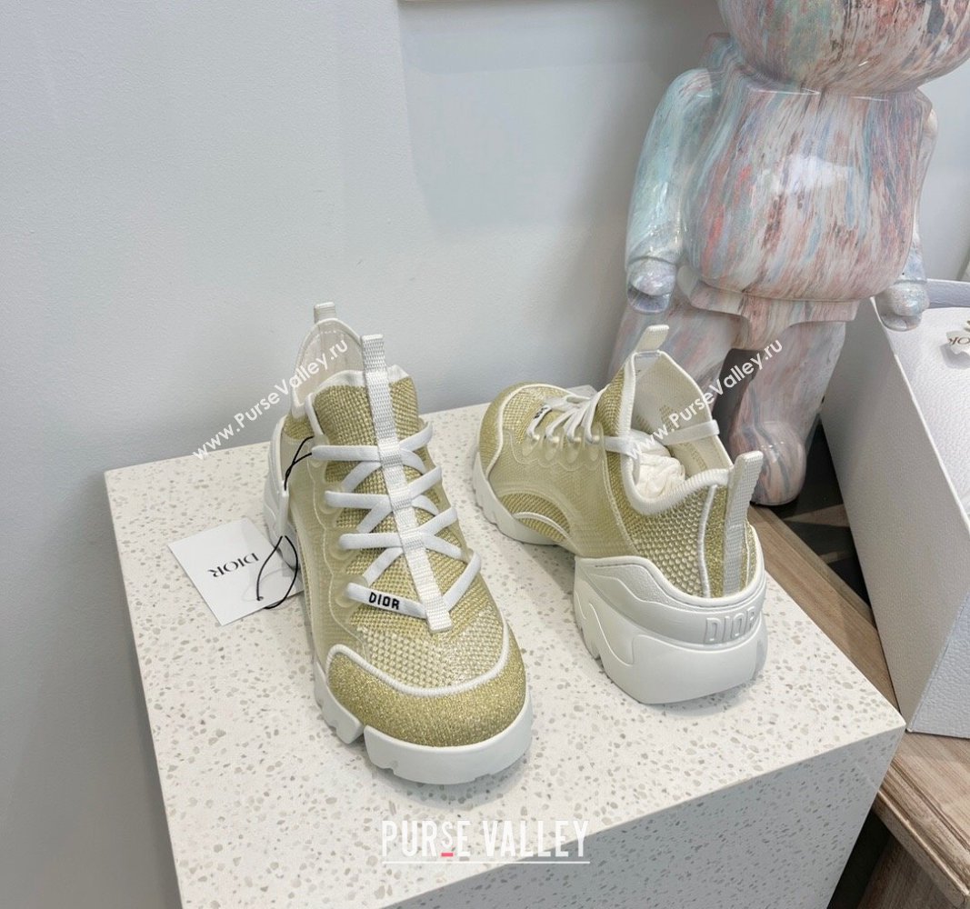 Dior D-Connect Sneakers with Strass Gold 2024 0723 (MD-2407230091)