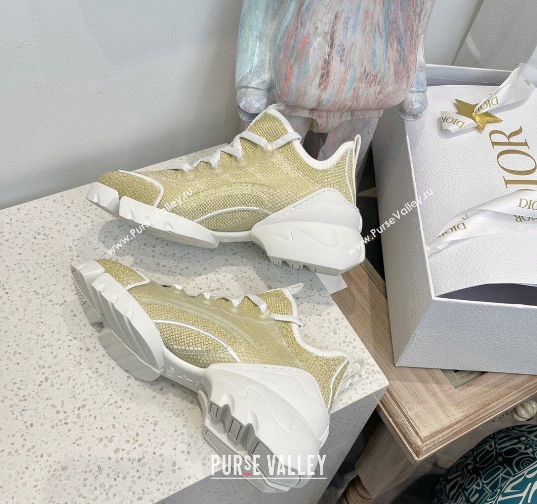 Dior D-Connect Sneakers with Strass Gold 2024 0723 (MD-2407230091)