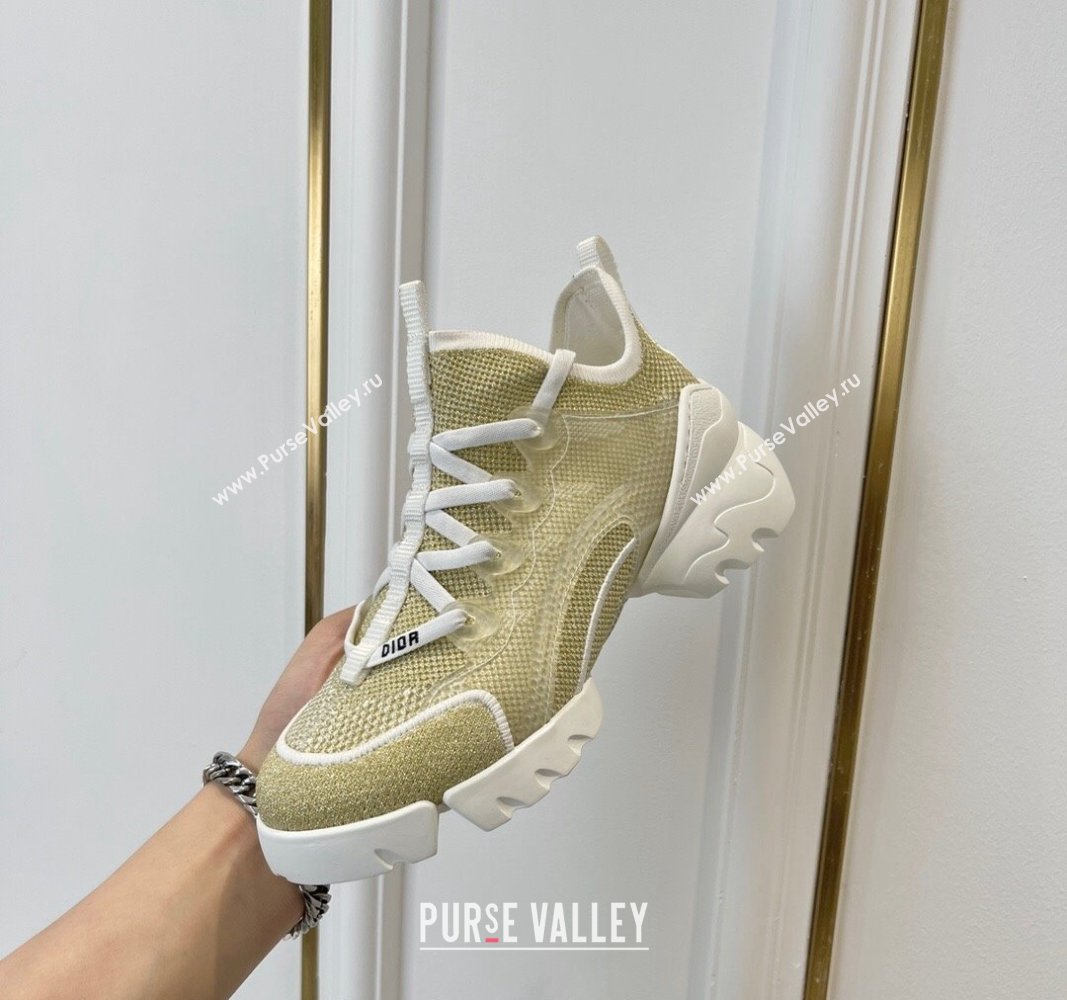 Dior D-Connect Sneakers with Strass Gold 2024 0723 (MD-2407230091)