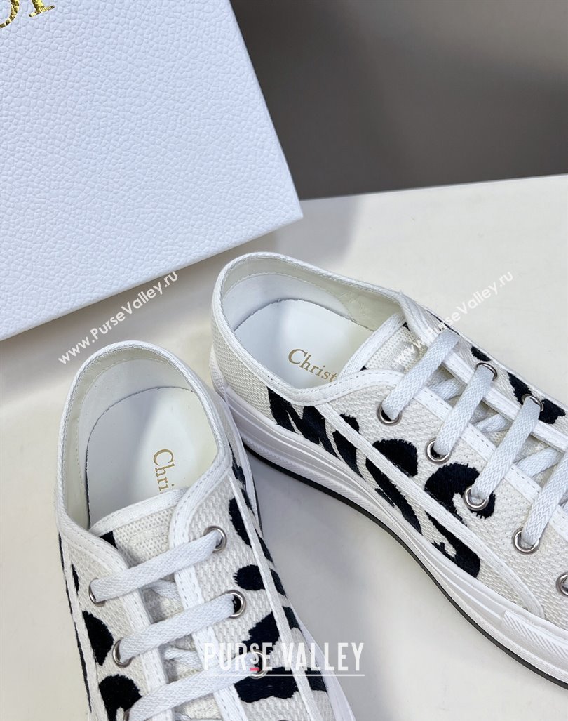 Dior WalknDior Platform Sneakers in White and Deep Blue Embroidered Cotton 2024 (MD-2407230064)