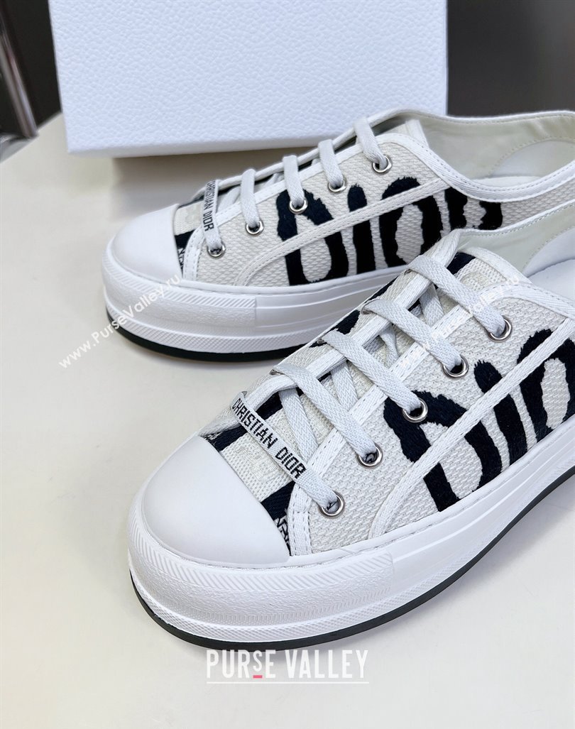 Dior WalknDior Platform Sneakers in White and Deep Blue Embroidered Cotton 2024 (MD-2407230064)