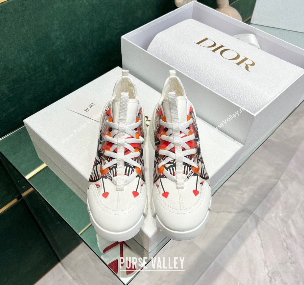 Dior D-Connect Sneakers in Printed Technical Fabric White/Red 2024 0723 (MD-2407230092)