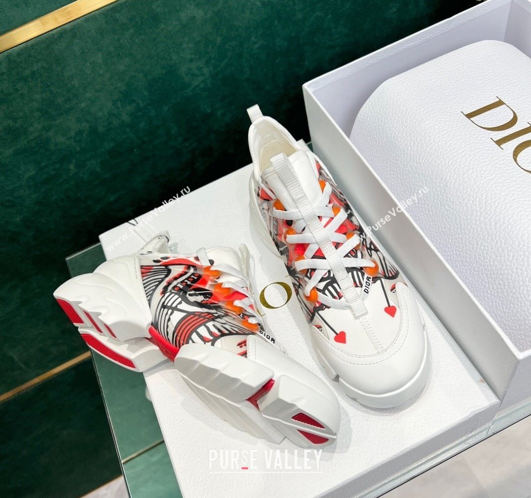 Dior D-Connect Sneakers in Printed Technical Fabric White/Red 2024 0723 (MD-2407230092)