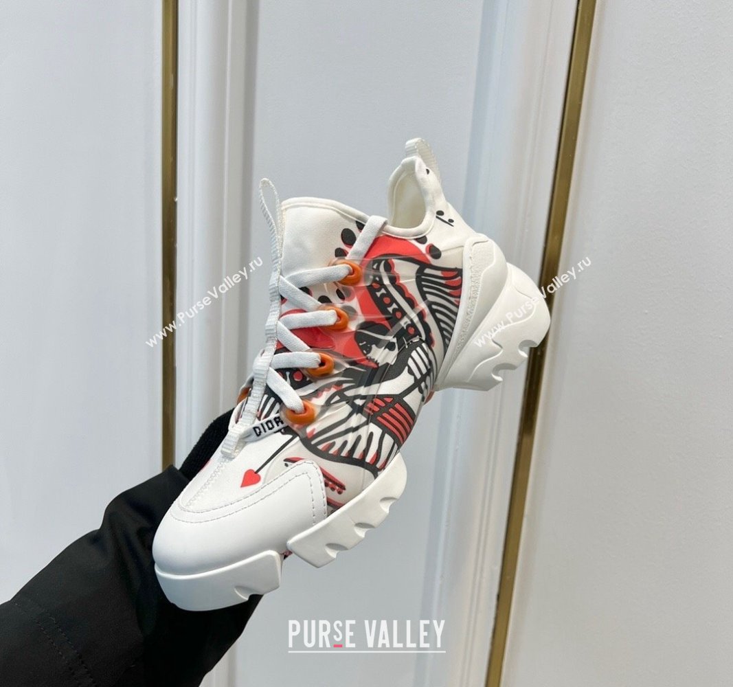 Dior D-Connect Sneakers in Printed Technical Fabric White/Red 2024 0723 (MD-2407230092)