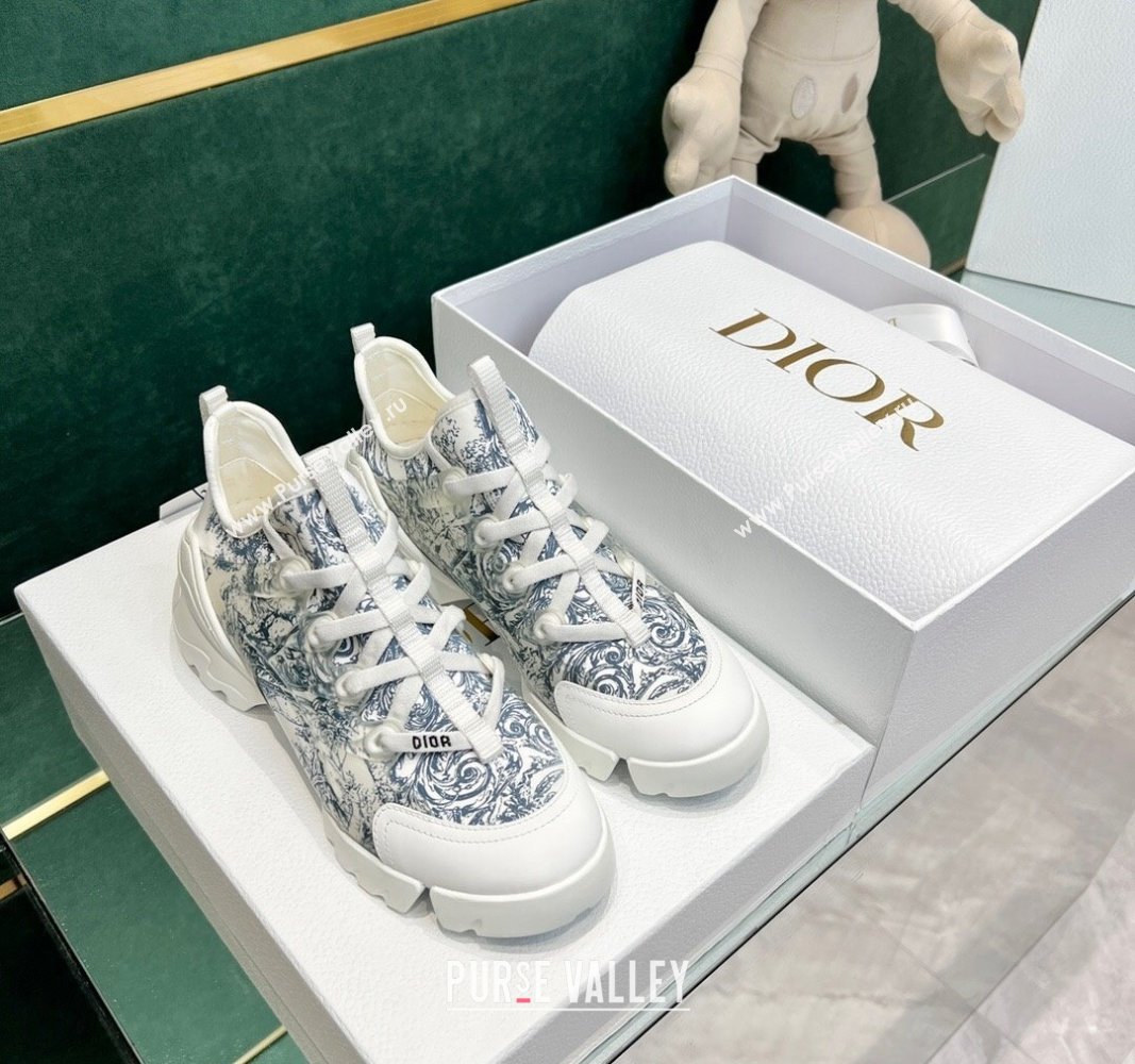 Dior D-Connect Sneakers in Blue Toile de Jouy Technical Fabric 2024 0723 (MD-2407230093)