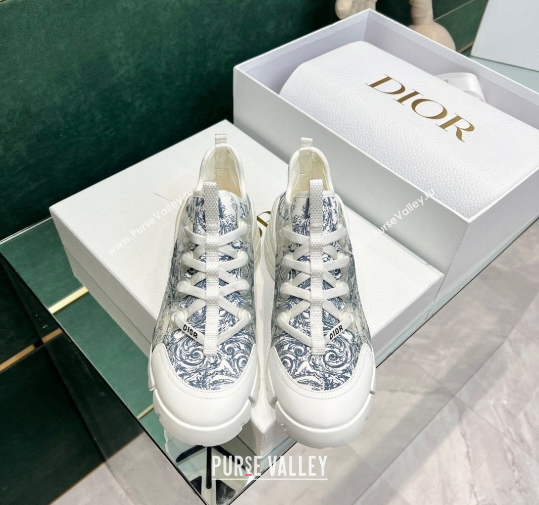 Dior D-Connect Sneakers in Blue Toile de Jouy Technical Fabric 2024 0723 (MD-2407230093)