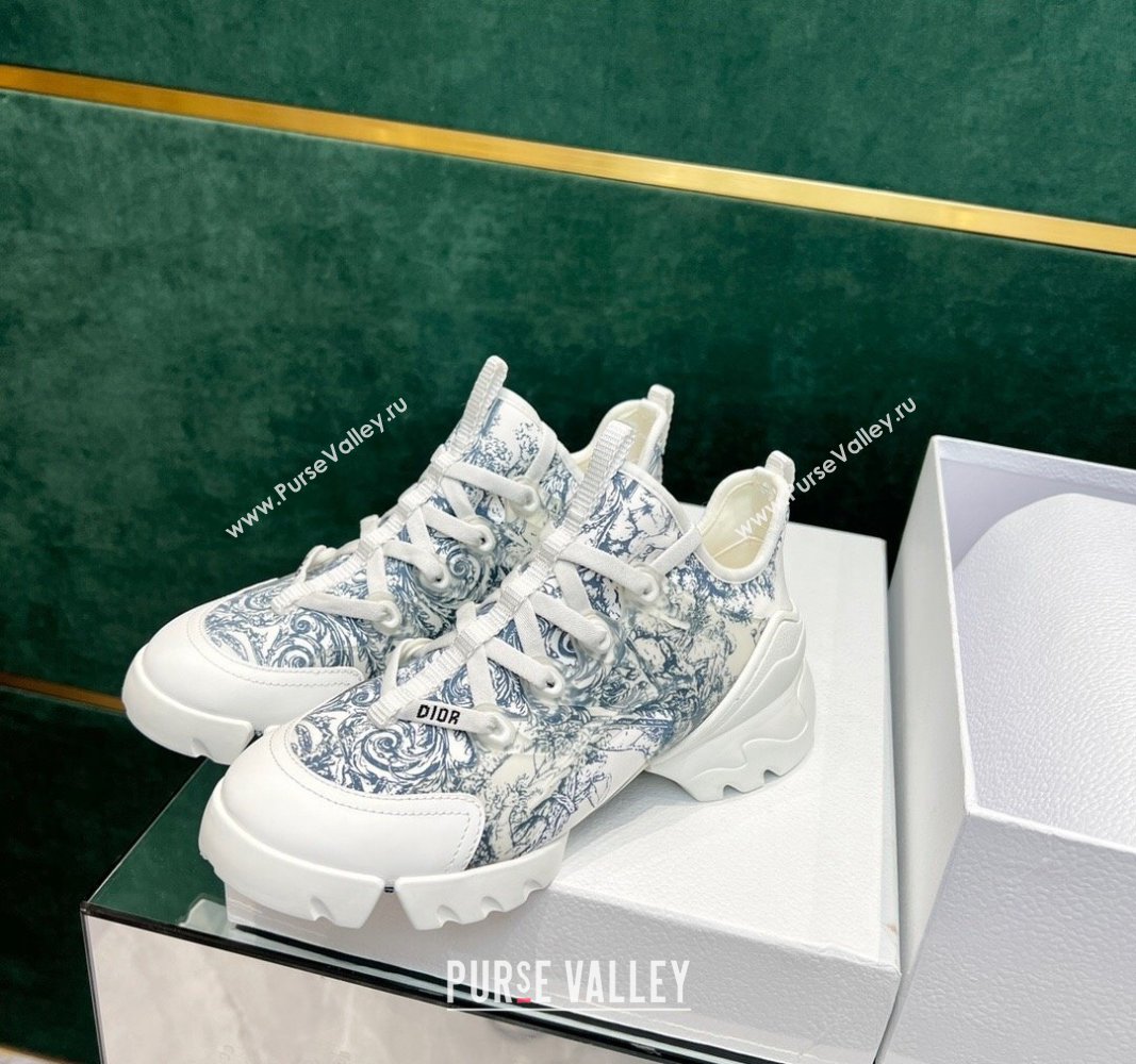 Dior D-Connect Sneakers in Blue Toile de Jouy Technical Fabric 2024 0723 (MD-2407230093)