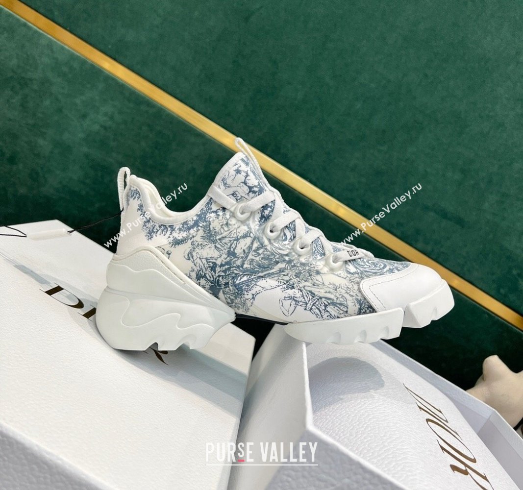 Dior D-Connect Sneakers in Blue Toile de Jouy Technical Fabric 2024 0723 (MD-2407230093)