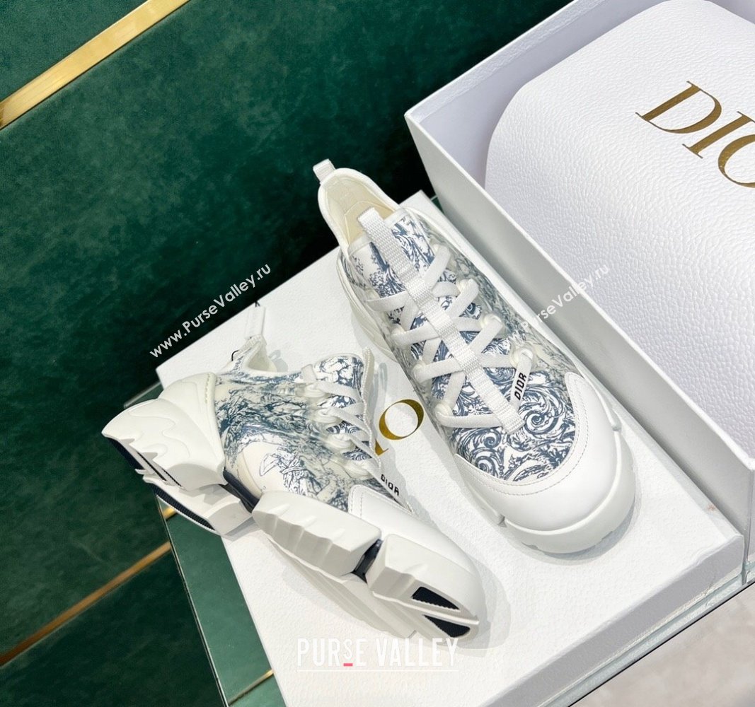 Dior D-Connect Sneakers in Blue Toile de Jouy Technical Fabric 2024 0723 (MD-2407230093)