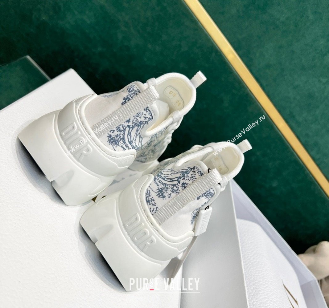 Dior D-Connect Sneakers in Blue Toile de Jouy Technical Fabric 2024 0723 (MD-2407230093)