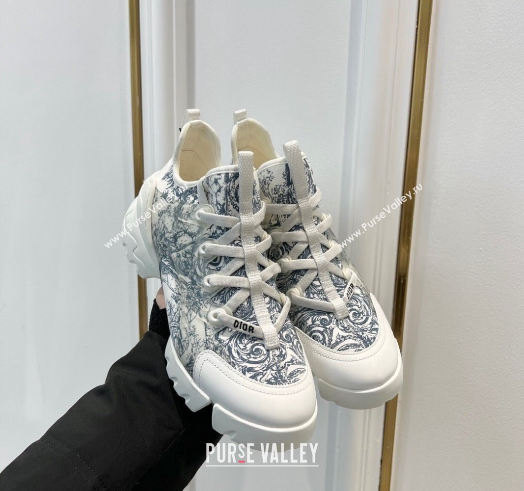 Dior D-Connect Sneakers in Blue Toile de Jouy Technical Fabric 2024 0723 (MD-2407230093)