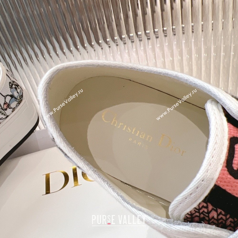 Dior WalknDior Platform Sneakers 4.5cm in in White and Pink Florilegio Embroidery 2024 (MD-2407230067)