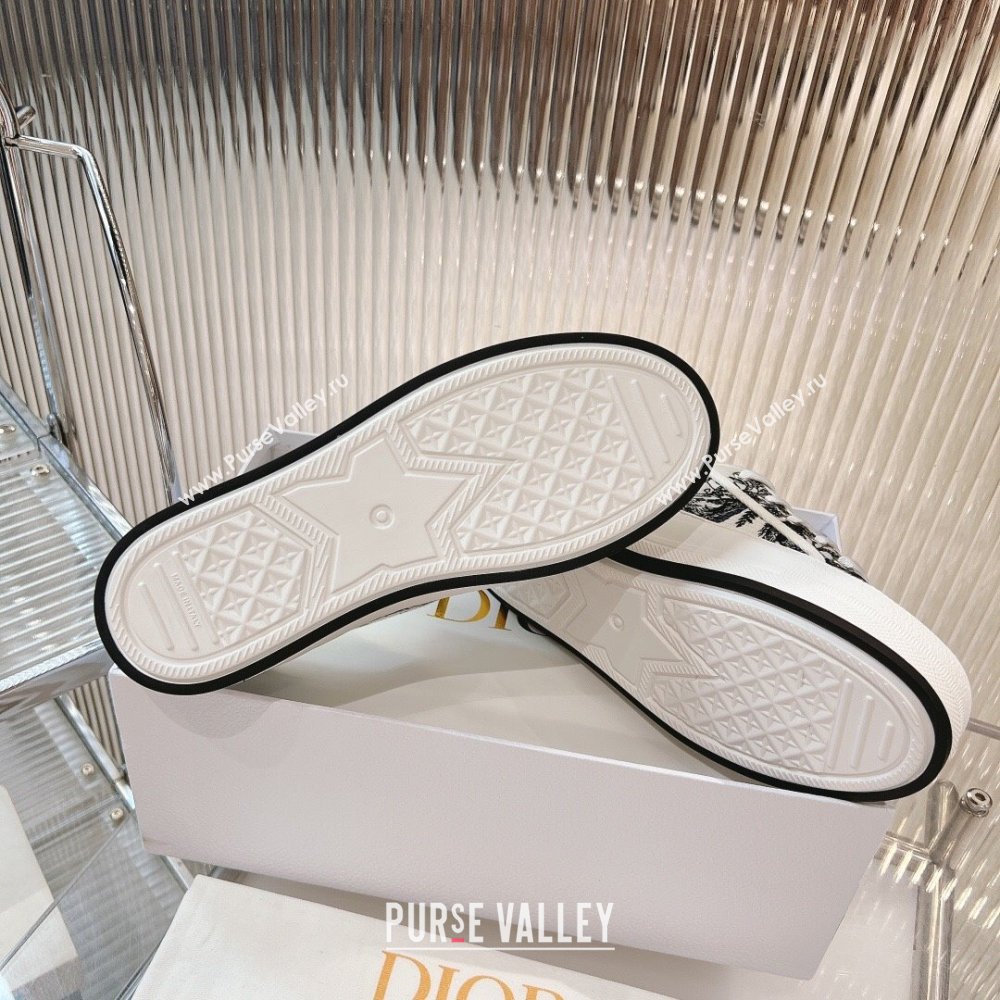 Dior WalknDior Platform Sneakers 4.5cm in White Cotton Embroidered with Blue Toile de Jouy Soleil Motif 2024 (MD-2407230068)