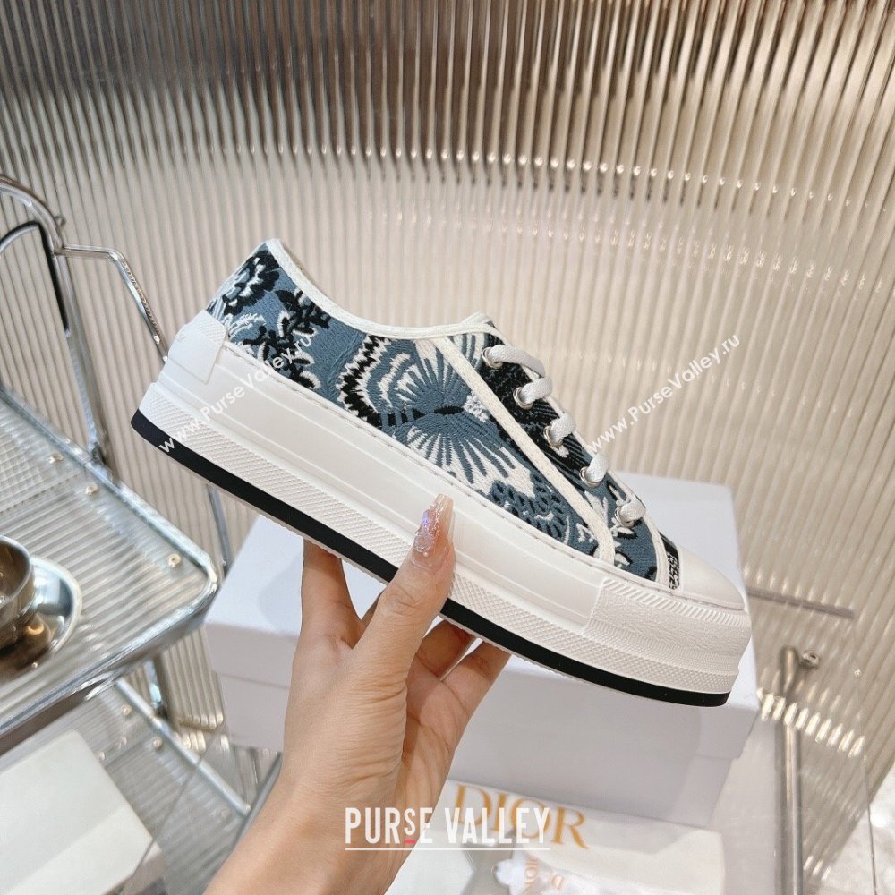 Dior WalknDior Platform Sneakers 4.5cm in Blue Butterfly Embroidery 2024 0723 (MD-2407230069)