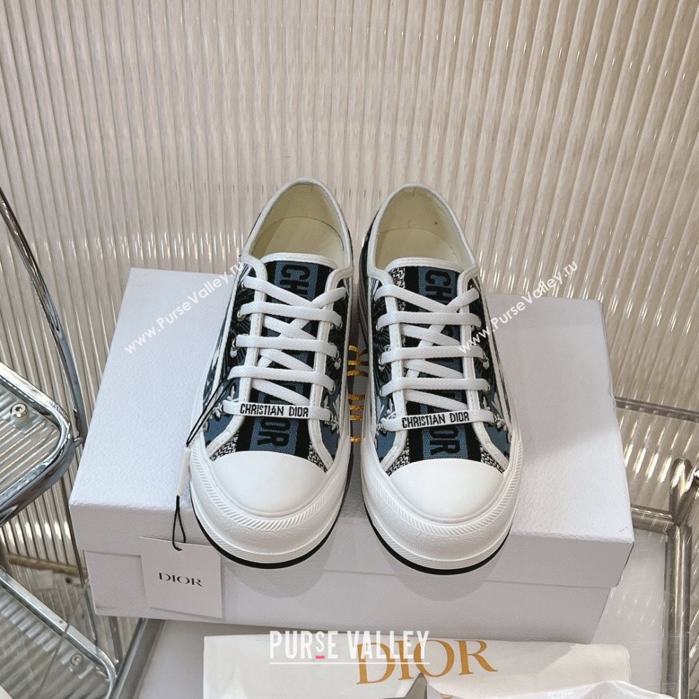 Dior WalknDior Platform Sneakers 4.5cm in Blue Butterfly Embroidery 2024 0723 (MD-2407230069)